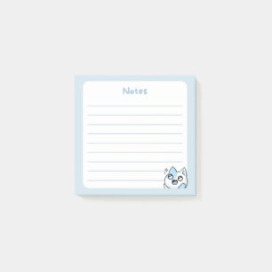 Blue Kawaii Excited kitty Cat with Sparkly eyes Post-it Notes