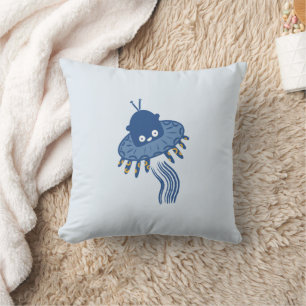 Blue Kawaii Octopus UFO Two-sided Cushion