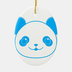 Blue Kawaii Panda Bear Ceramic Tree Decoration