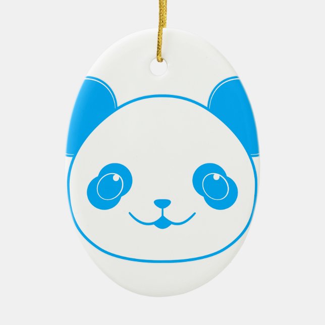 Blue Kawaii Panda Bear Ceramic Tree Decoration (Front)