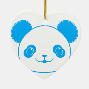 Blue Kawaii Panda Bear Ceramic Tree Decoration