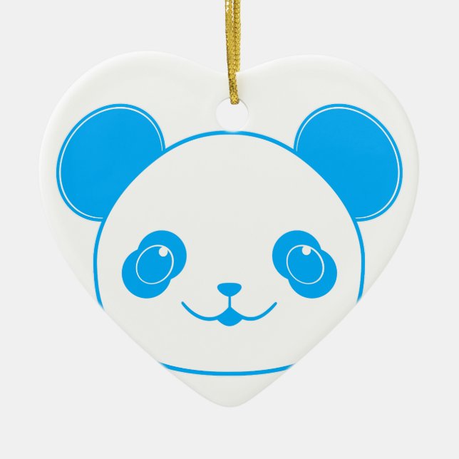 Blue Kawaii Panda Bear Ceramic Tree Decoration (Front)