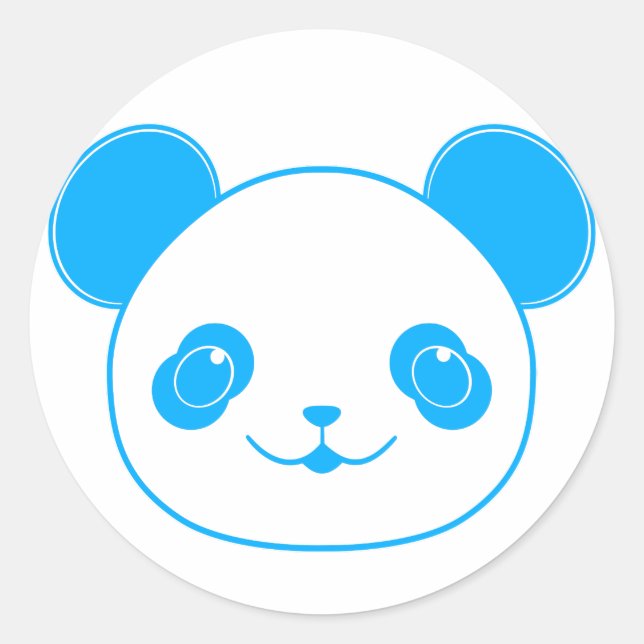Blue Kawaii Panda Bear Classic Round Sticker (Front)