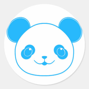 Blue Kawaii Panda Bear Classic Round Sticker