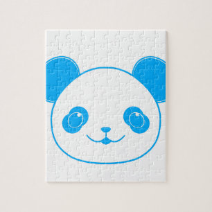 Blue Kawaii Panda Bear Jigsaw Puzzle