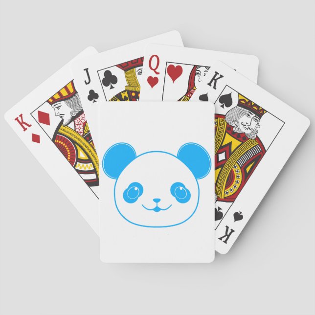 Blue Kawaii Panda Bear Playing Cards (Back)