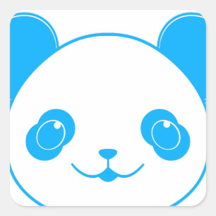 Blue Kawaii Panda Bear Square Sticker
