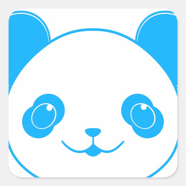 Blue Kawaii Panda Bear Square Sticker (Front)