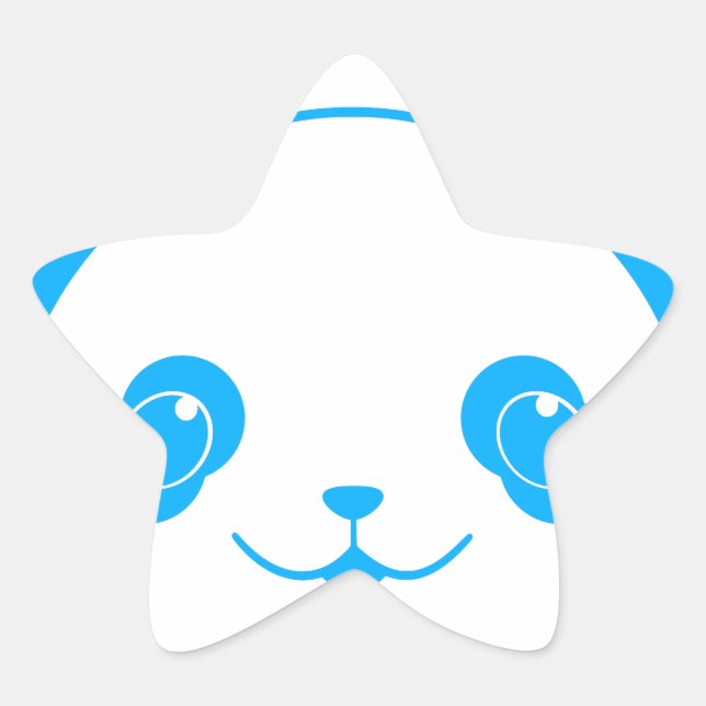 Blue Kawaii Panda Bear Star Sticker (Front)