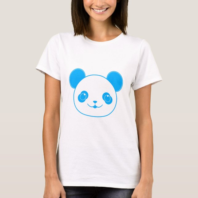 Blue Kawaii Panda Bear T-Shirt (Front)