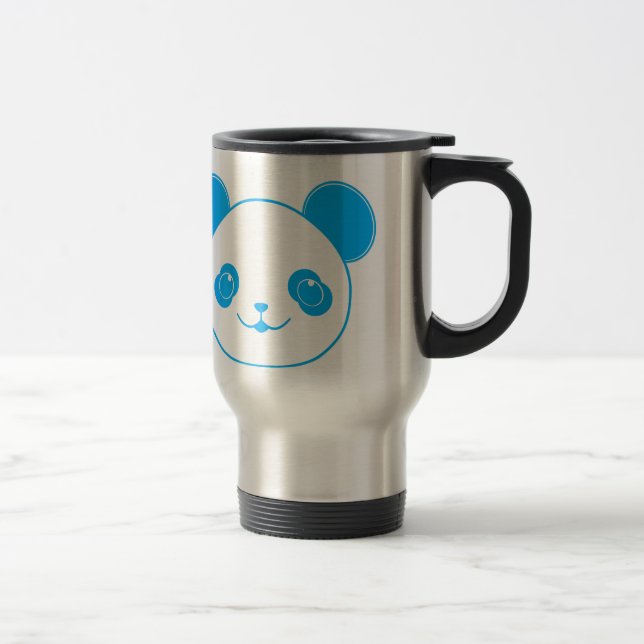 Blue Kawaii Panda Bear Travel Mug (Right)