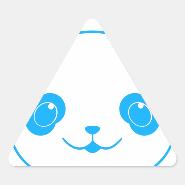 Blue Kawaii Panda Bear Triangle Sticker (Front)