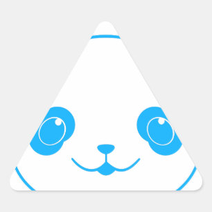 Blue Kawaii Panda Bear Triangle Sticker