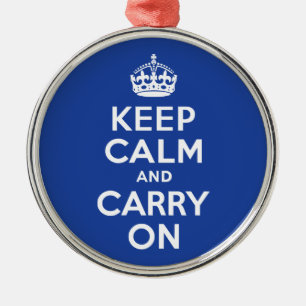 Blue Keep Calm and Carry On Metal Tree Decoration