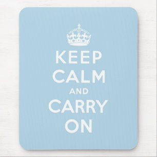 Blue keep calm and carry on mouse mat