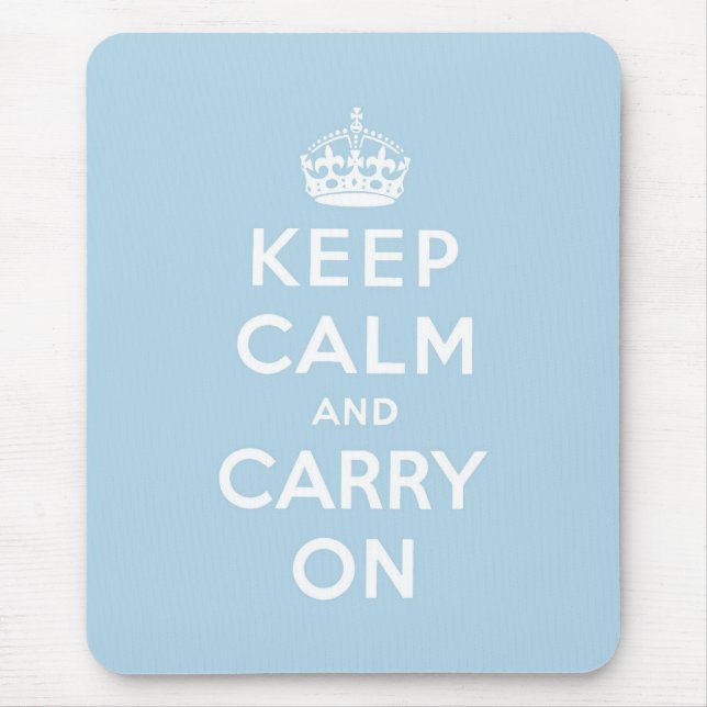 Blue keep calm and carry on mouse mat (Front)