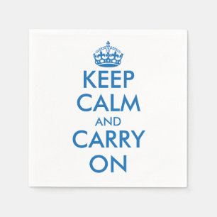 Blue Keep calm and your text paper napkins   Edit