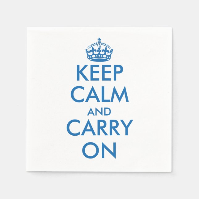 Blue Keep calm and your text paper napkins | Edit (Front)