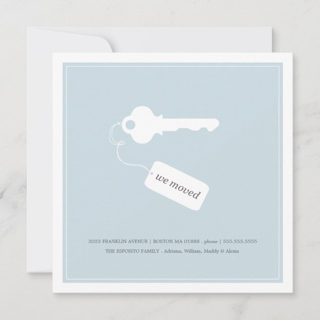 BLUE KEY AND TAG | MOVING ANNOUNCEMENT (Front)