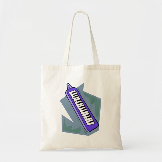 Blue Keytar portable 80s keyboard piano graphic Tote Bag (Front)