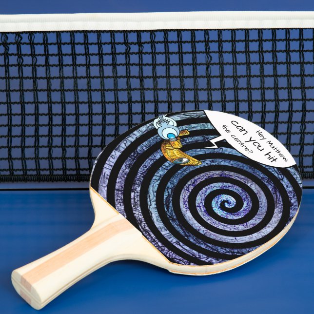 Blue Kids Illustration Outer Space Hypnotic Spiral Ping Pong Paddle (Insitu)