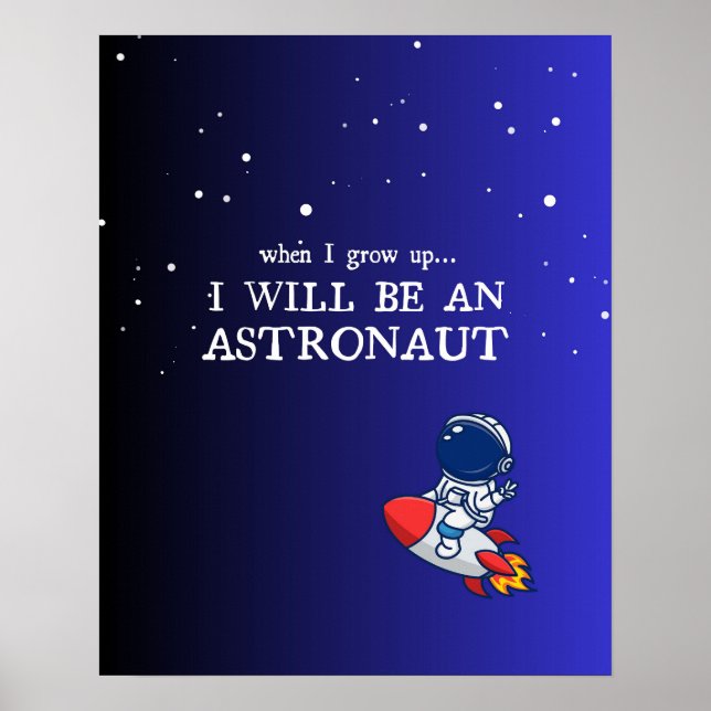 Blue Kids Room Poster, Astronaut, Galaxy Theme Poster (Front)