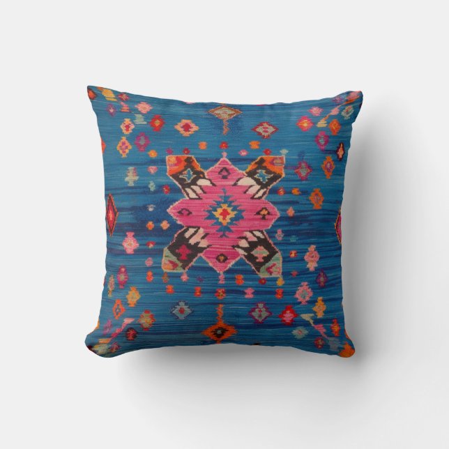 Blue Kilim Pillows for Outdoor Spaces: Durable  (Front)