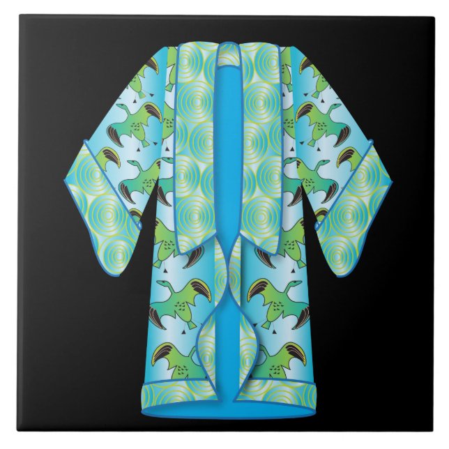 Blue Kimono Ceramic Tile (Front)