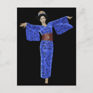 Blue Kimono Geisha Postcards