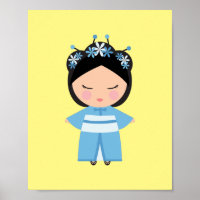 Blue Kimono Japanese Doll  
