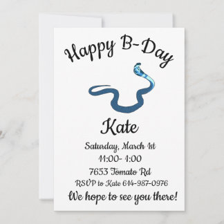 Blue King Cobra Happy B-day  Invitation