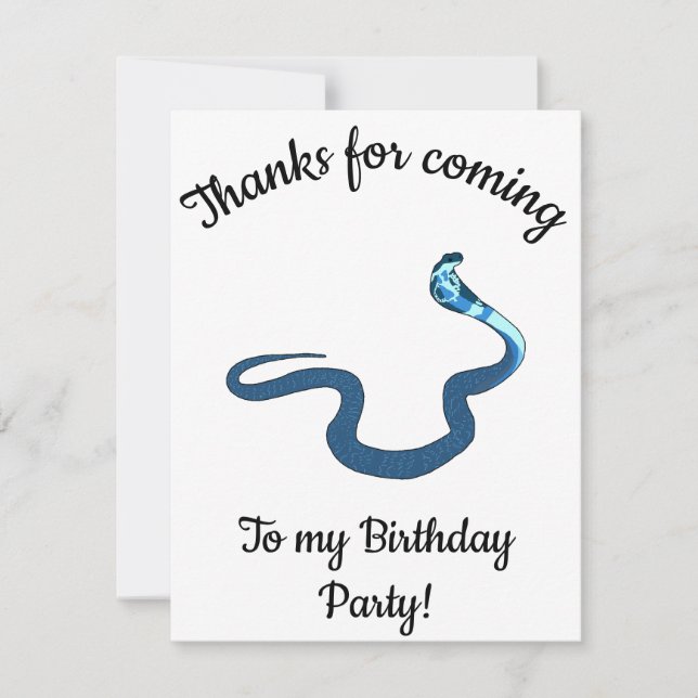 Blue King Cobra Happy B-day  Thank You Card (Front)