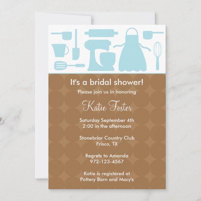 Blue Kitchen Bridal Shower Invitation (Front)