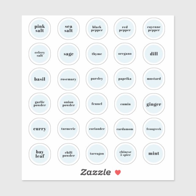 Blue Kitchen Herb and Spice Labels (Sheet)