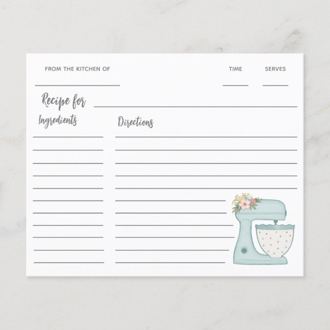 Blue Kitchen Stand Mixer Recipe (Front)