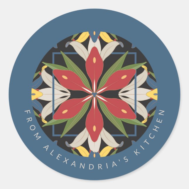 Blue Kitchen Tile Design | From the Kitchen Of Classic Round Sticker (Front)