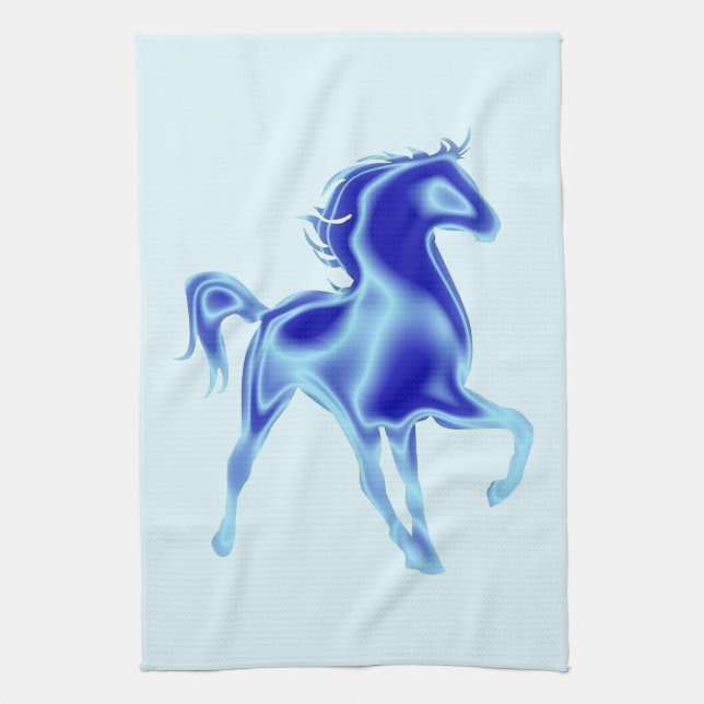 Blue Kitchen Towel with Horse (Vertical)