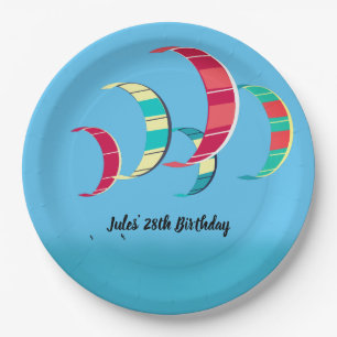 Blue Kite Surfing Themed Paper Plate