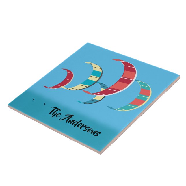 Blue Kitesurfing / Kiteboarding  Tile (Side)