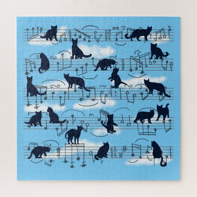 blue kittens and musical notes jigsaw puzzle (Vertical)