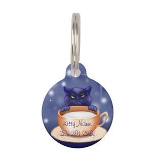 Blue Kitty Cat Pet Name Tag