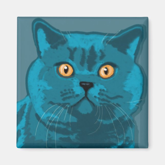 Blue kitty magnet (Front)