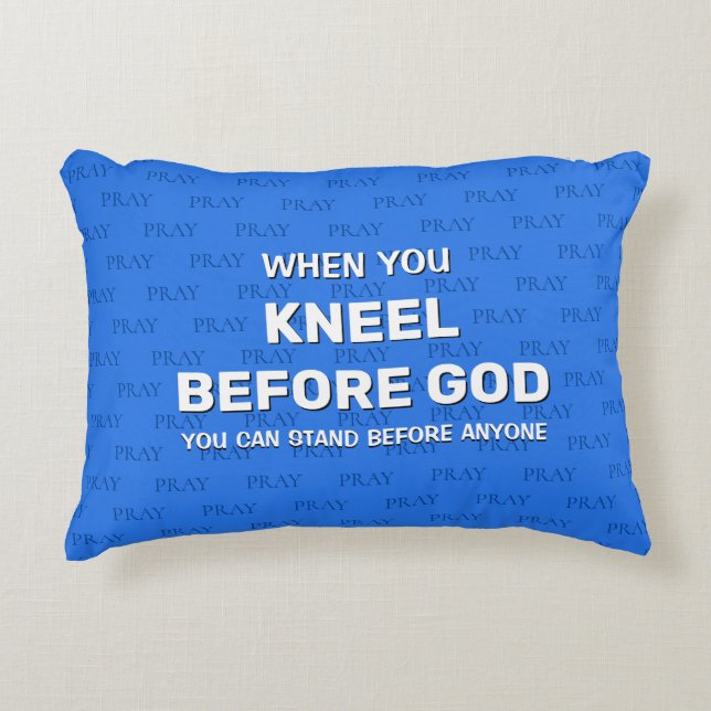 Blue KNEEL BEFORE GOD Prayer Accent Pillow (Front)