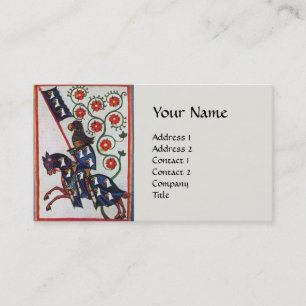 BLUE KNIGHT HORSEBACK Mediaeval Monogram Business Card