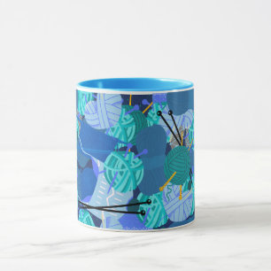 Blue Knit 1 Pearl 1 Mug