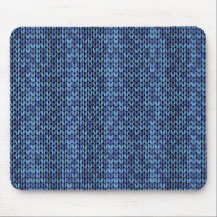 Blue Knit Pattern Mouse Mat