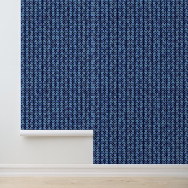 Blue Knit Pattern Wallpaper (Application)