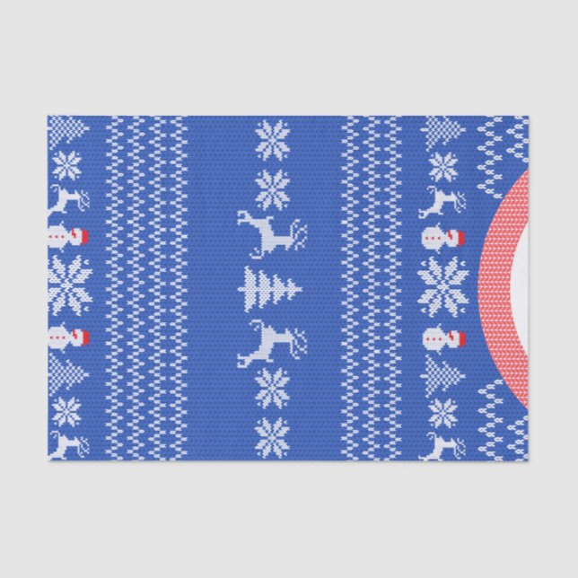 Blue Knit Winter Christmas Holiday Sweater Custom Tissue Paper (Front)