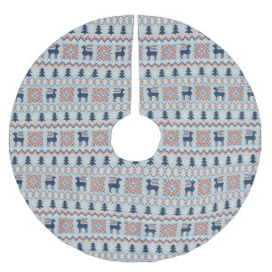Blue Knited Christmas Sweater Reindeer Pattern  Brushed Polyester Tree Skirt