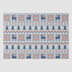 Blue Knited Christmas Sweater Reindeer Pattern  Tissue Paper